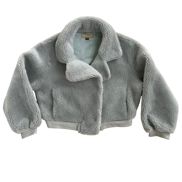 Blank NYC Women’s Green Wool Blend Sherpa Teddy Coat - Picture 2 of 8